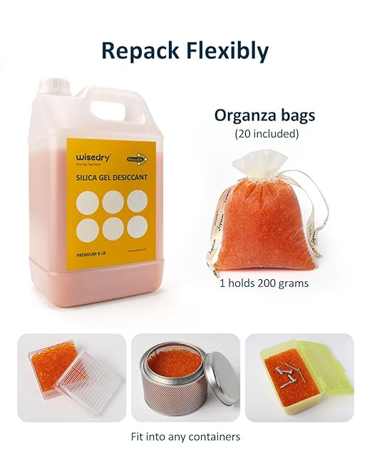 wisedry Reusable Silica Gel Beads Color Indicating Rechargeable Desiccant Beads - Image 7