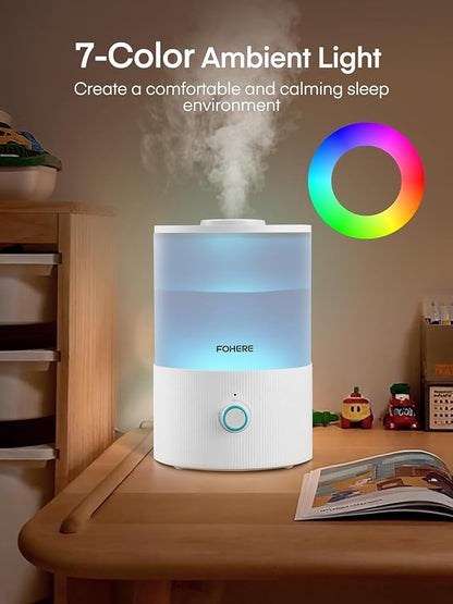 FOHERE Humidifiers for Bedroom, 3.2L Top Fill Cool Mist Ultrasonic Humidifier - Image 5