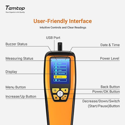 Temtop Air Quality Monitor CO2 Detector Professional Carbon Dioxide PM2.5 PM10 - Image 7