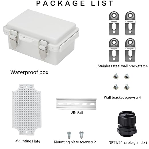 Waterproof Electrical Box, IP67 Junction Box Stainless Steel Latch Hinged Grey - Image 5