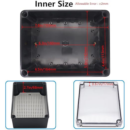 Junction Box, IP67 Waterproof ABS Black Project Box Clear Cover - Image 4