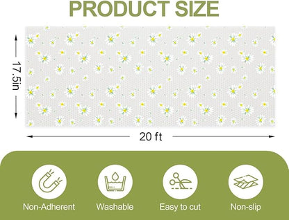 FEXIA Shelf Liner 17.5 Inch x 20 FT Daisy Non Slip Waterproof Cabinet and - Image 2