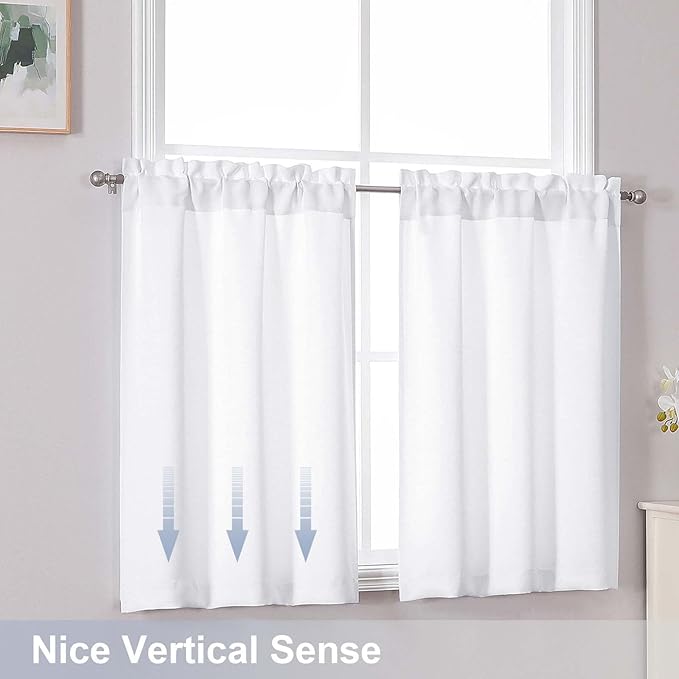 Chyhomenyc Light Filtering Short Curtains 30 Inch Length, Small Kitchen Window - Image 6