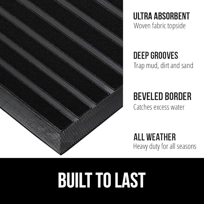GORILLA GRIP 100% Waterproof All-Season WeatherMax Doormat US Designed Natural - Image 2