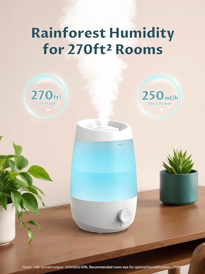 BREEZOME Humidifiers for Bedroom, 2.5L Humidifiers for home, 250ml/h Mist Output - Image 4