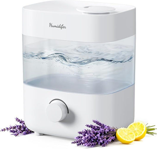 Humidifiers for Bedroom, 2L Tank for 15H, 20dB Quiet Mist Time, Dual Nozzles by MRWALK