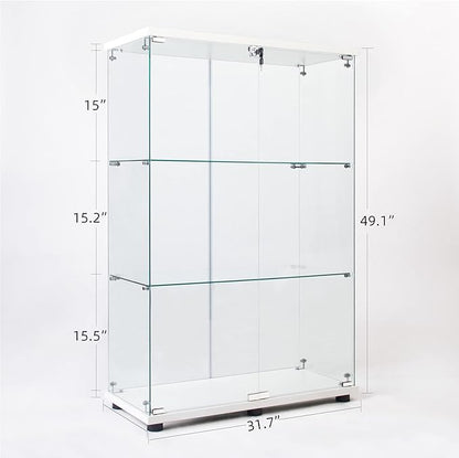 Yoluckea 3 Shelves Glass Display Cabinet - Image 2