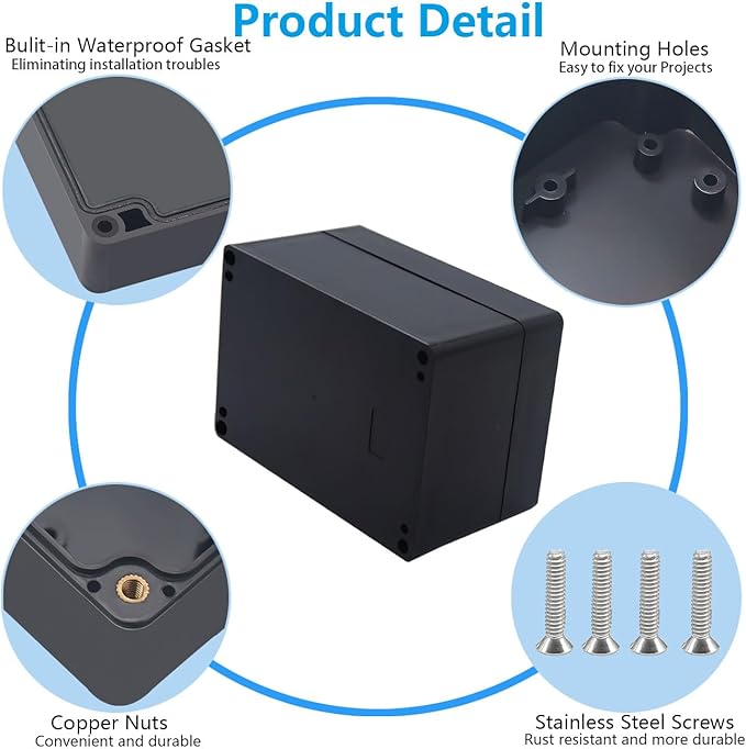 Outdoor Waterproof Junction Box IP67 Project Box ABS Black Electrical Boxes - Image 6