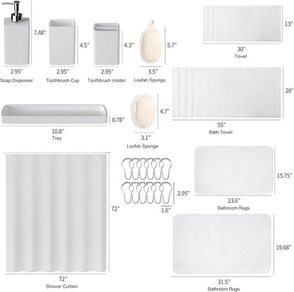 White Bathroom Set, Bath Towel Set, Natural Loofah Sponge, Soap Dispenser - Image 8