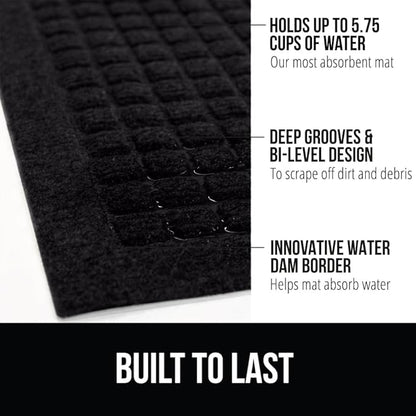 GORILLA GRIP Front Door Mat, 35x23 Black, Indoor Outdoor Ultra Absorbent - Image 2