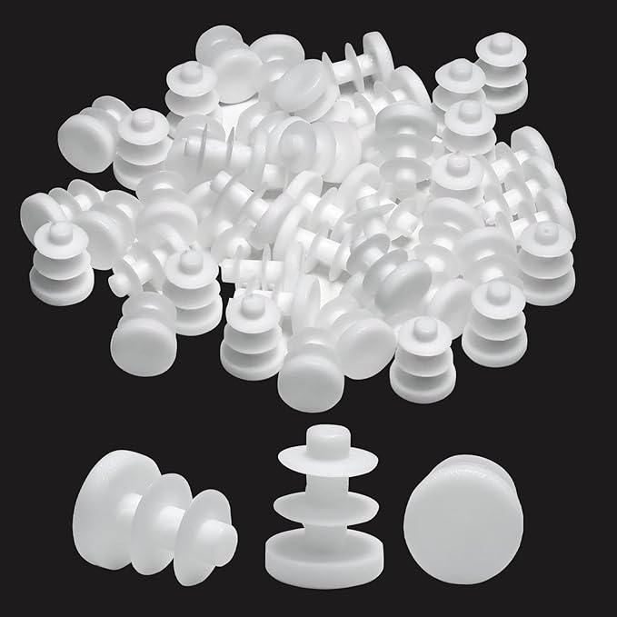 3/8" Plastic Hole Plugs White -Round Chair Leg Caps, Flush Mount Pipe Plugs by EASYEAH