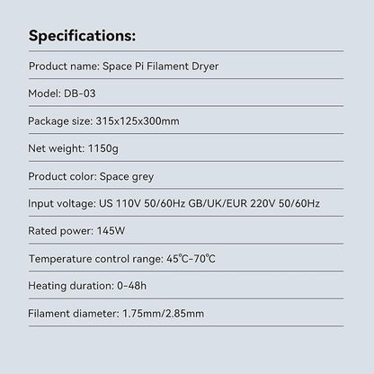 Creality Official Space PI Filament Dryer, Upgraded 3D Printer Filament Dryer - Image 8