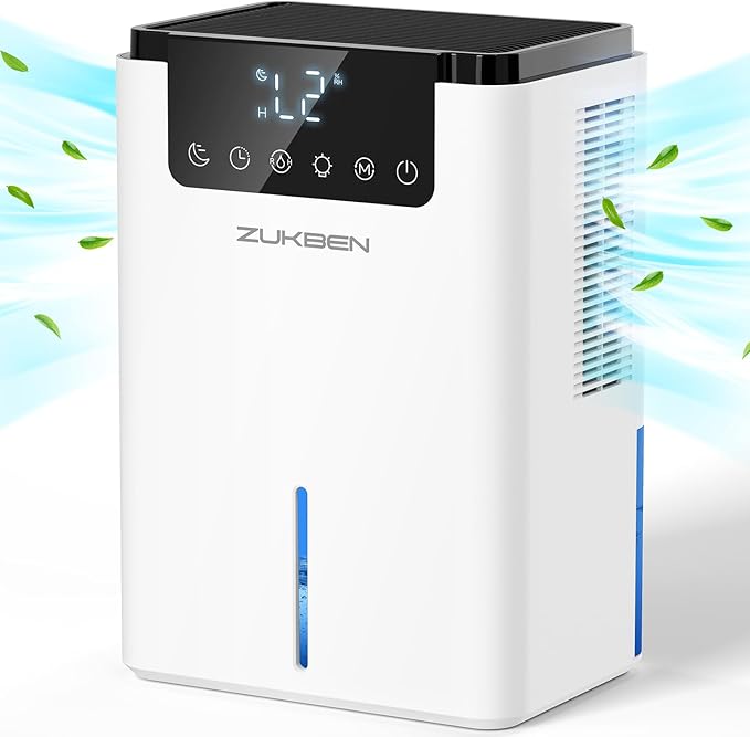 Dehumidifiers for home, Quiet Dehumidifier for Bathroom Bedroom Basement RV by ZUKBEN