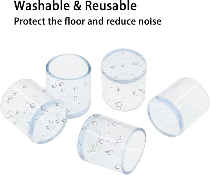 Round Chair Leg Caps, PVC Furniture Feet Covers, TTZEZE Transparent Round Floor - Image 5