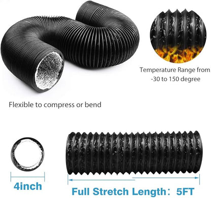 YIJUHOU 4 Inch 5 Feet Dryer Vent Hose, Flexible Aluminum Air Ducting - Image 2