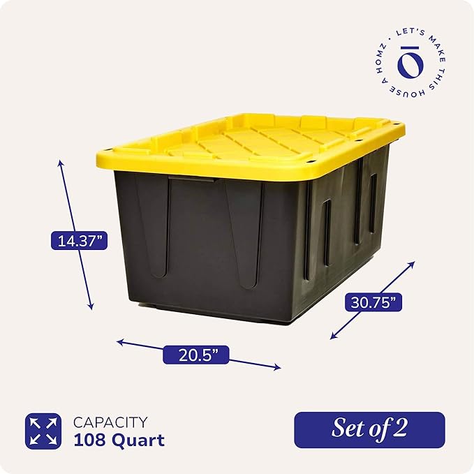 HOMZ 2-Pack Durabilt, Heavy Duty Plastic Storage Bins - Image 4