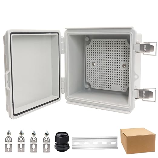 Waterproof Electrical Box, IP67 Junction Box Stainless Steel Latch Hinged Grey by YETLEBOX