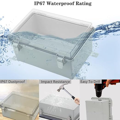 Zulkit Junction Box IP67 Waterproof Electrical Box Hinged Clear Cover Stainless - Image 3