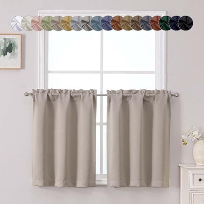 Chyhomenyc Stone Short Blackout Curtains 30 Inch Length, Small Kitchen Curtain by Chyhomenyc