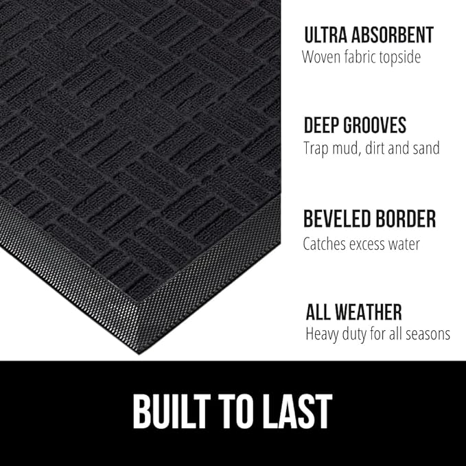 GORILLA GRIP 100% Waterproof All-Season WeatherMax Doormat 35x23, US Designed - Image 2