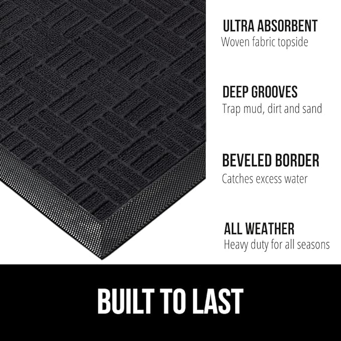 GORILLA GRIP 100% Waterproof All-Season WeatherMax Doormat US Designed Natural - Image 3