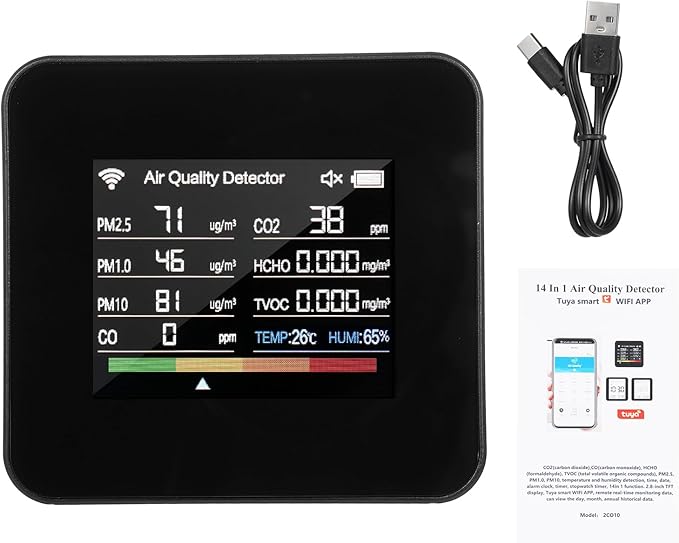 14 in 1 Indoor Air Quality Monitor Air Quality Detector CO₂ CO TVOC HCHO - Image 9