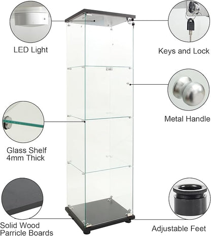 Yoluckea 4 Shelves Glass Display Cabinet - Image 6