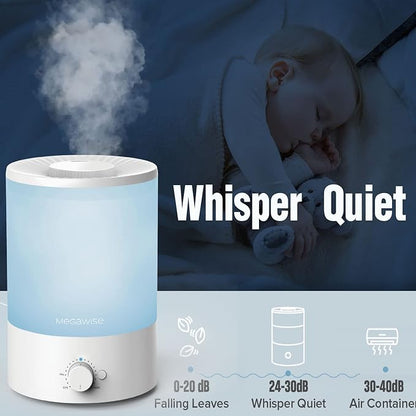 MEGAWISE 3.5L Ultrasonic Cool Mist Humidifier – Top-Fill, Essential Oil Diffuser - Image 5