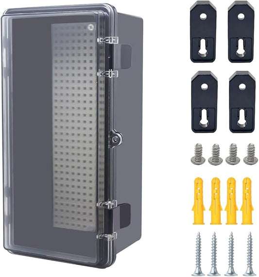 Junction Box, Hinged Black Clear Cover IP67 Waterproof ABS Project Box by Otdorpatio