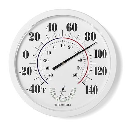 Indoor Outdoor Thermometer Wall Large Numbers Thermometer No Battery 10" by LUBYBG