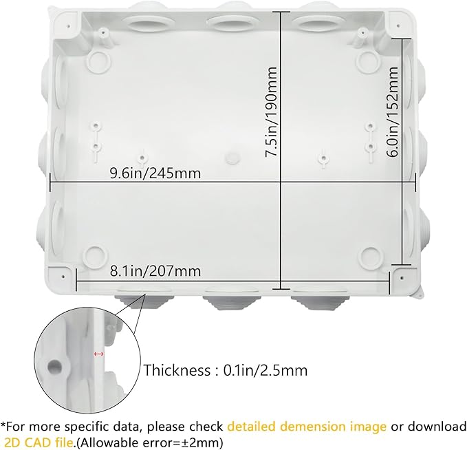 LeMotech Junction Box, ABS Plastic IP65 Waterproof and Dustproof, Universal - Image 3