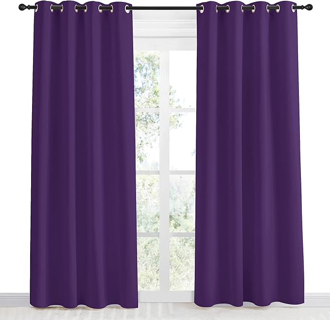 NICETOWN Blackout Window Curtain Short, 55W x 86L, Sold Individually, Royal - Image 2
