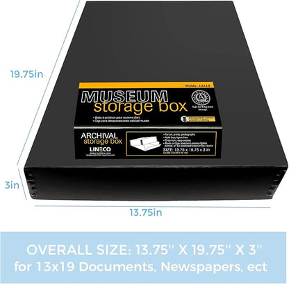 Lineco 13x19 Black Museum Storage Box, Removable Lid and Drop Front Design - Image 2