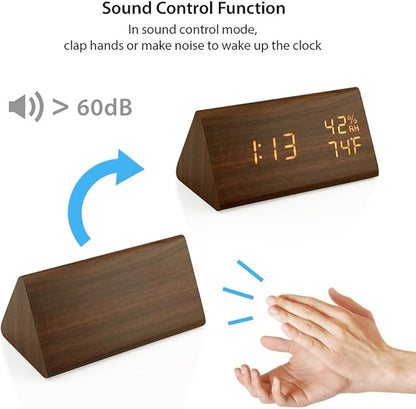 OCT17 Wooden Alarm Clock, Smart LED Digital Clock - Image 5