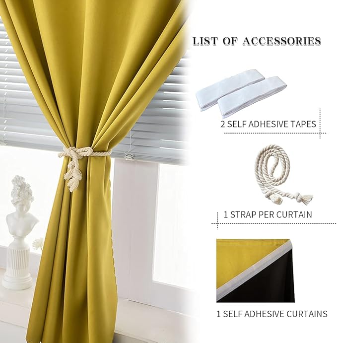 Autohesion Curtains for Windows, Bedroom Blackout Curtains for - Image 6