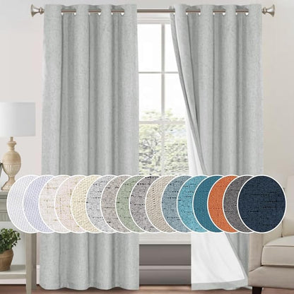PrinceDeco Linen Blackout Curtains 84 Inches Long 100% Completely Blackout by PrinceDeco