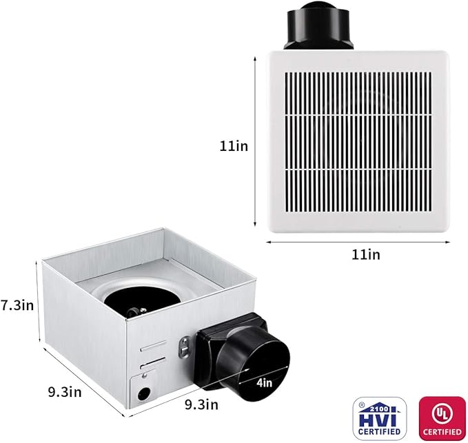 Tech Drive Bathroom Exhaust Fan 90 CFM 1.5 Sone, Very Quiet Ceiling Mounted - Image 3