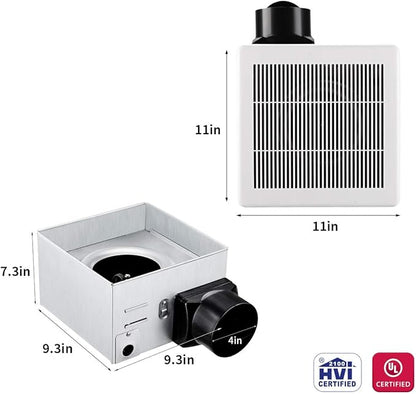 Tech Drive Bathroom Exhaust Fan 90 CFM 1.5 Sone, Very Quiet Ceiling Mounted - Image 3