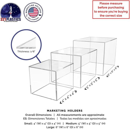 2 Pack Acrylic Display Riser Boxes 3 Piece Clear Retail Product Riser 4" - Image 7