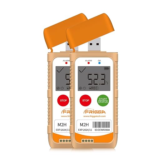 Frigga M2 2 Pack Reusable Temperature Humidity Data Logger USB Digital by Frigga