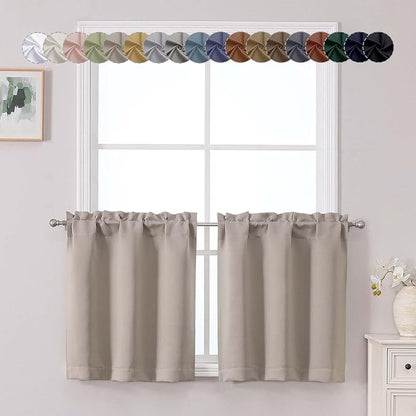 Chyhomenyc Stone Short Blackout Curtains 24 Inch Length, Small Kitchen Curtain by Chyhomenyc