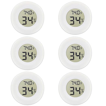 6-Pack Mini Round Hygrometer Thermometer Digital LCD Monitor Indoor Outdoor by Rojuna