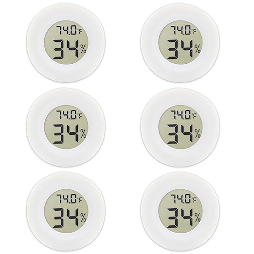 6-Pack Mini Round Hygrometer Thermometer Digital LCD Monitor Indoor Outdoor by Rojuna