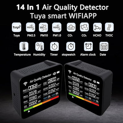 14-in-1 Air Quality Monitor, Indoor Temperature Sensors, Detect - Image 3