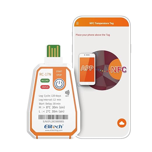 Elitech RC-17N NFC Disposable USB Temperature Data Logger PDF Report Light - Image 2