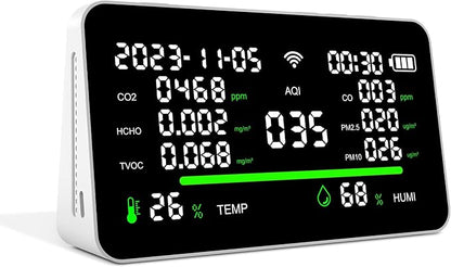 11-in-1 Air Quality Monitor, Indoor CO2/VOC/AQI/PM2.5/Thermometer/Humidity by MGNBDY