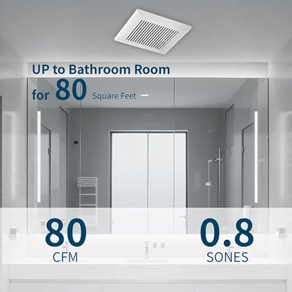 Tech Drive Bathroom Exhaust Fan 80 CFM, 0.8 Sone, 4-Inch Duct, No Attic Access - Image 3