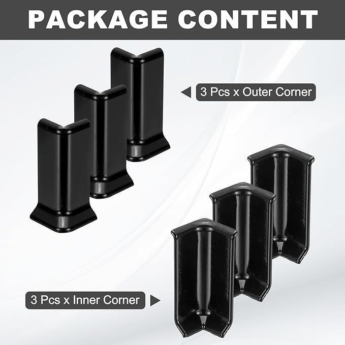 uxcell Self Adhesive Baseboard Corner Blocks, 3.23 Inch Wall Edge Corner - Image 3