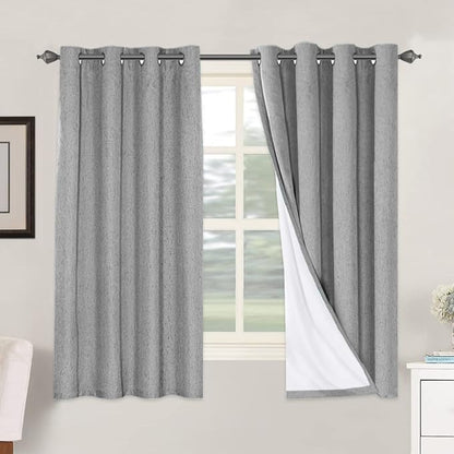 H.VERSAILTEX Linen Blackout Curtains 63 Inches Long 100% Blackout Thermal by HVERSAILTEX