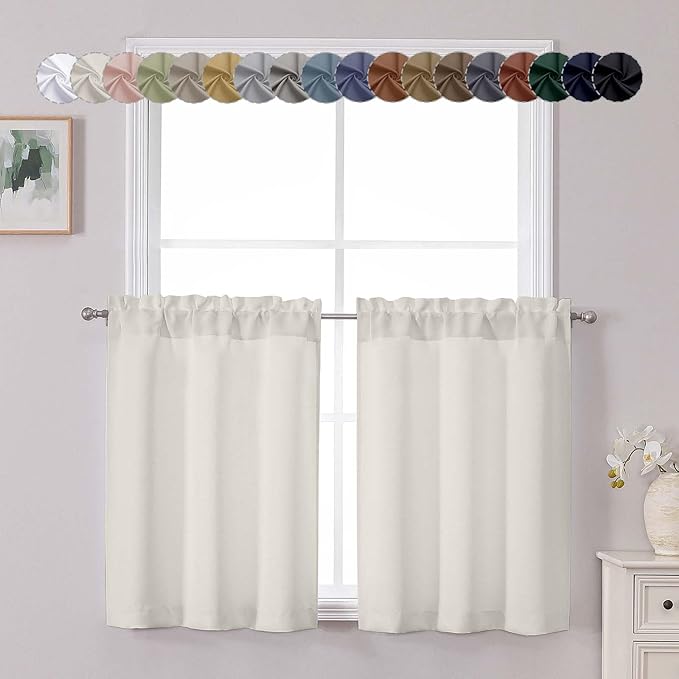 Chyhomenyc Natural Short Blackout Curtains 30 Inch Length, Small Kitchen by Chyhomenyc